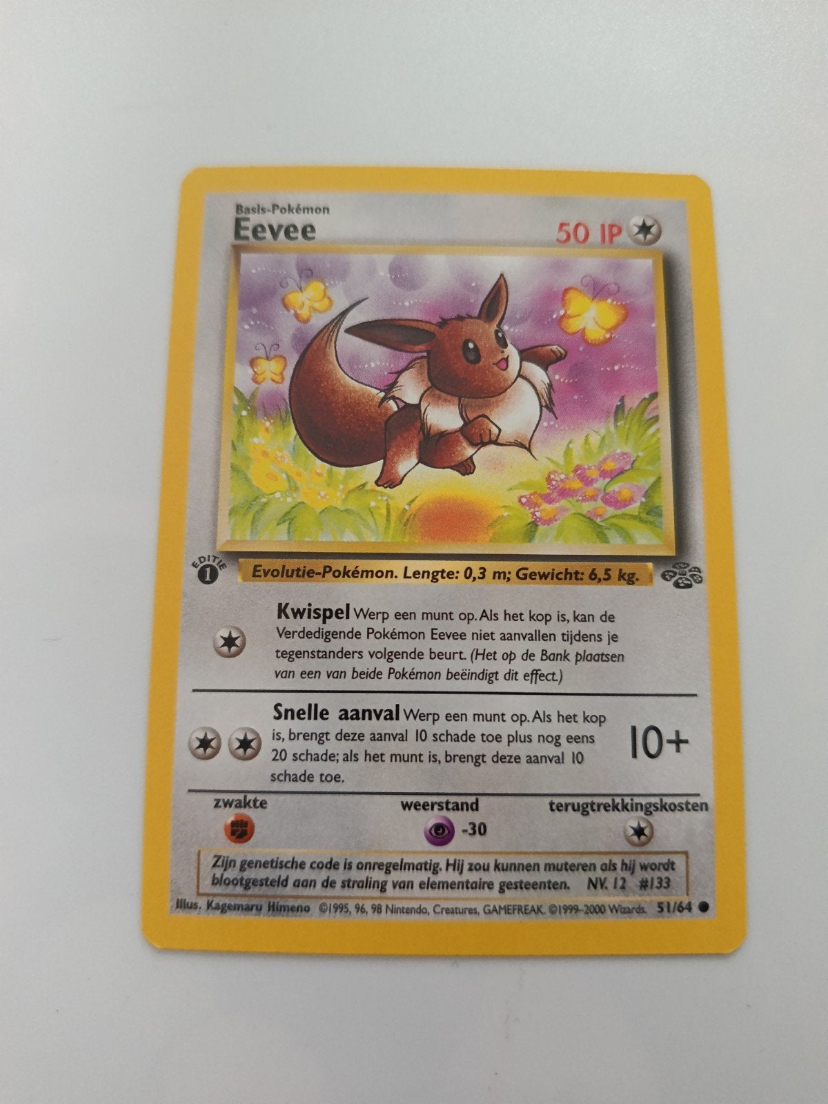Pokémon Eevee Basis-Pokémon Kaart (51/64) - Jungle Set, Ophalen of Verzenden, Zo goed als nieuw
