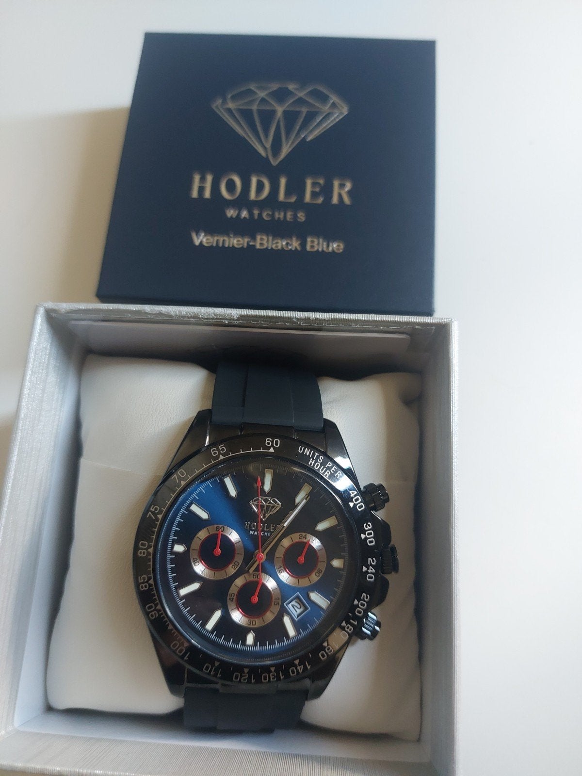 Hodler vernier black blue, Polshorloge, Nieuw, Kunststof, Ophalen
