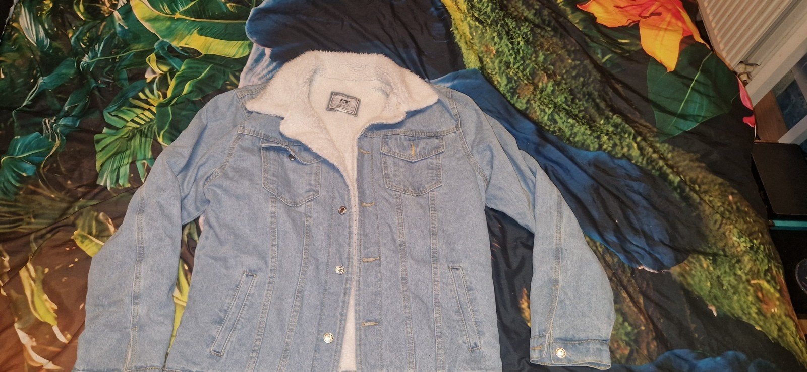 Denim jas met teddy voering Maat M/L, Maat 38/40 (M), Fashion, Blauw, Ophalen of Verzenden
