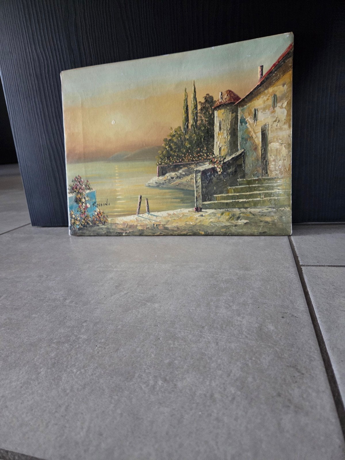 Schilderij Rossini - Italiaans landschap, Antiek en Kunst, Ophalen of Verzenden