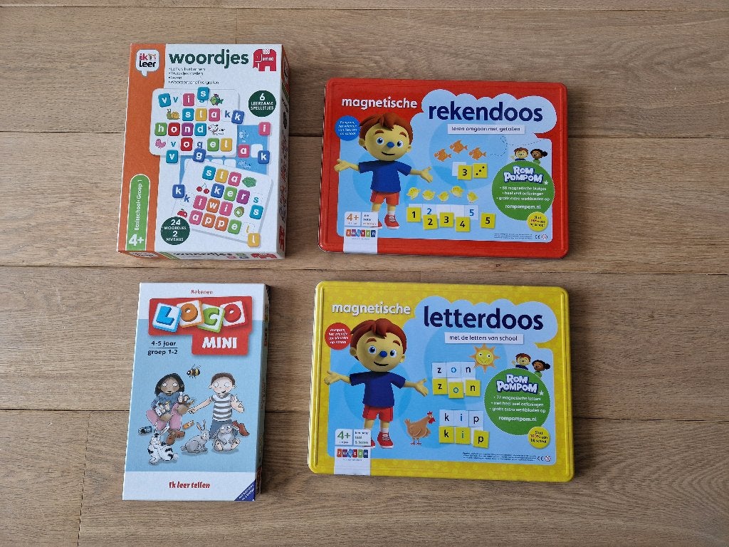 4 Educatieve spelletjes, Kinderen en Baby's, Speelgoed | Educatief en Creatief, Ophalen of Verzenden, Zo goed als nieuw
