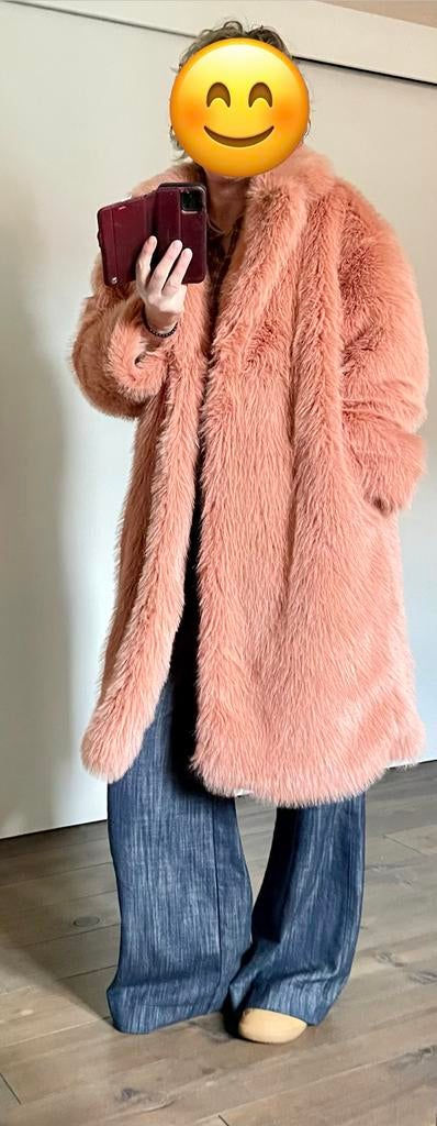 Fake Fur halflange bontjas, zalm kleurig, Ydence, mt M, Ophalen of Verzenden, Zo goed als nieuw, Maat 38/40 (M), Roze