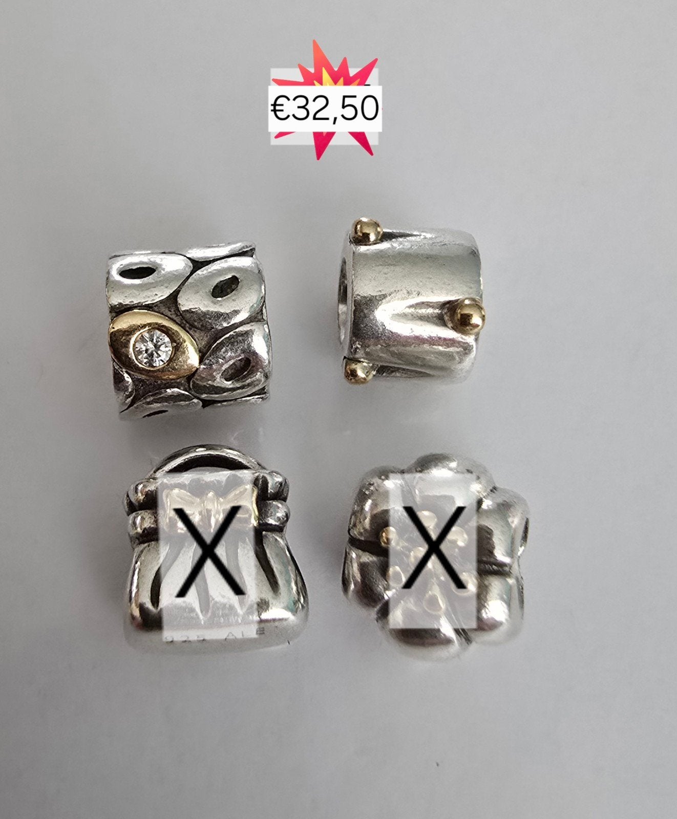 🍁 Herfstsale 🍁 zilveren Pandora bedels met 14k goud, Ophalen of Verzenden, Zo goed als nieuw, Zilver, Pandora