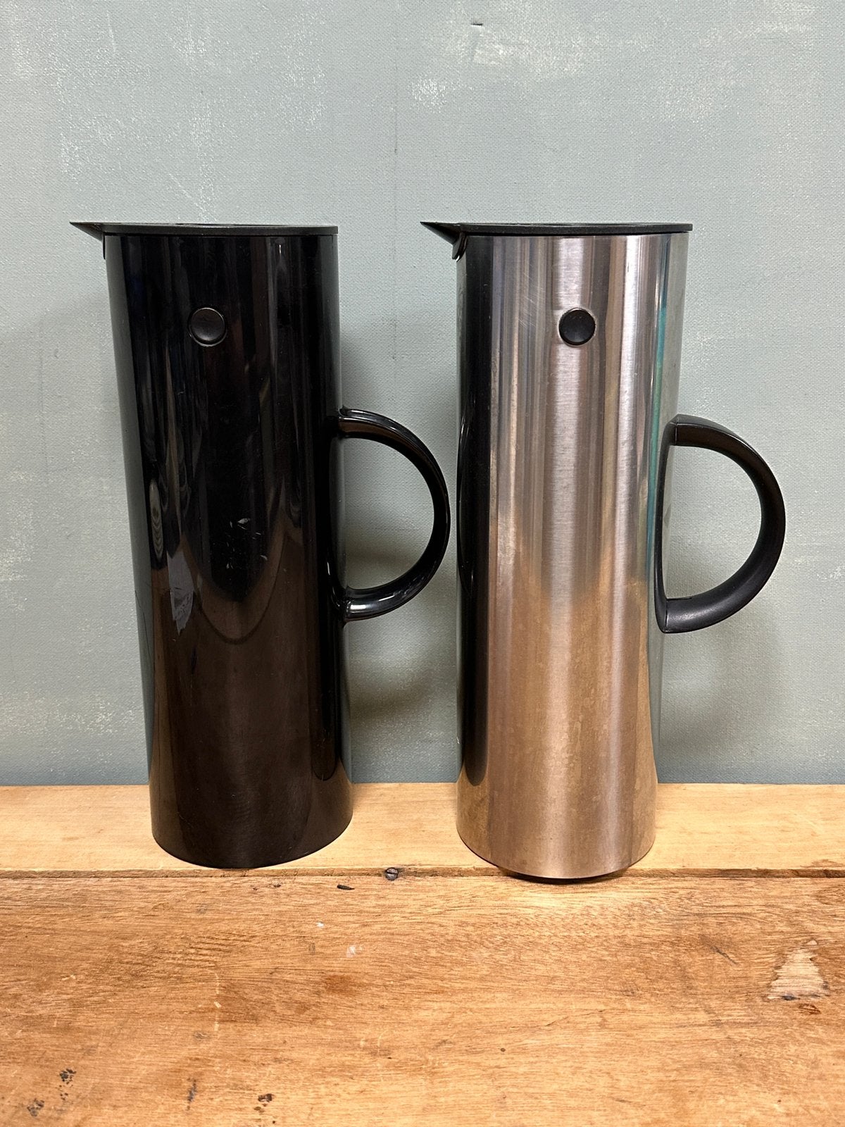 Thermoskannen design Stelton EM77 Erik Magnussen, Kunststof, Zilver, Ophalen of Verzenden, Zo goed als nieuw
