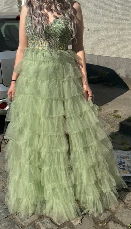 Mintgroen feestjurk/galajurk maat M/L, Kleding | Dames, Gelegenheidskleding, Maat 38/40 (M), Galajurk, Ophalen of Verzenden, Zo goed als nieuw