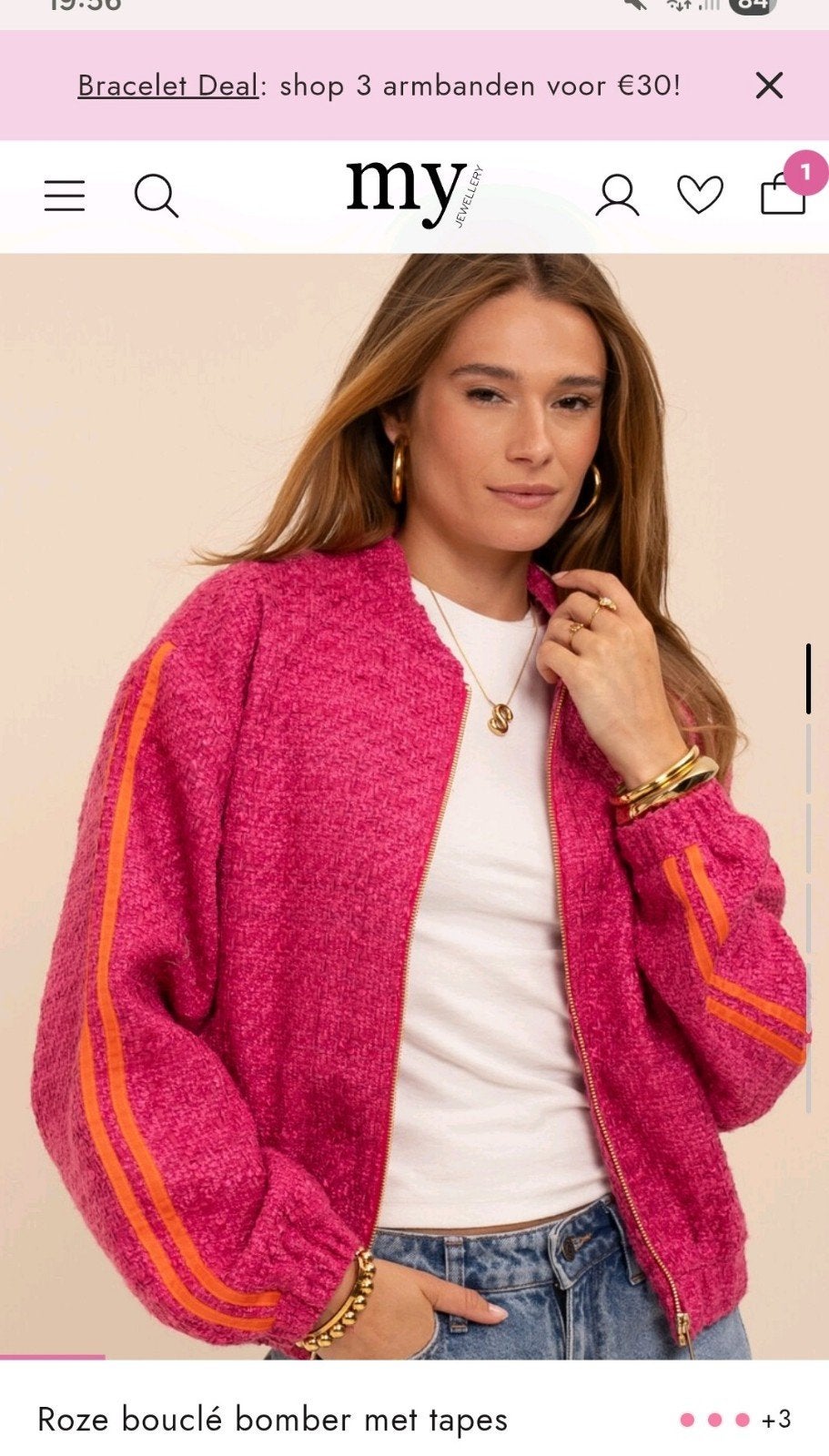 Roze bouclé bomberjack met oranje strepen - My Jewellery, Kleding | Dames, My Jewellery, Nieuw, Ophalen of Verzenden, Roze