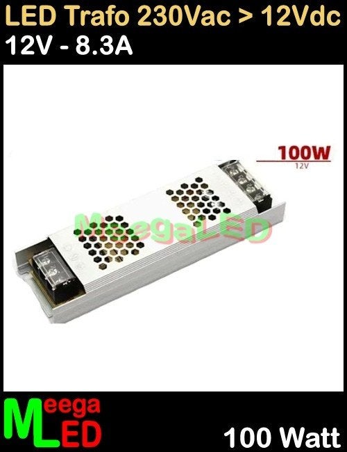 LED Trafo Voeding Adapter Driver - 230V > 12V - 8.3A = 100W, Metaal, Overige merken, Nieuw, Overige fittingen