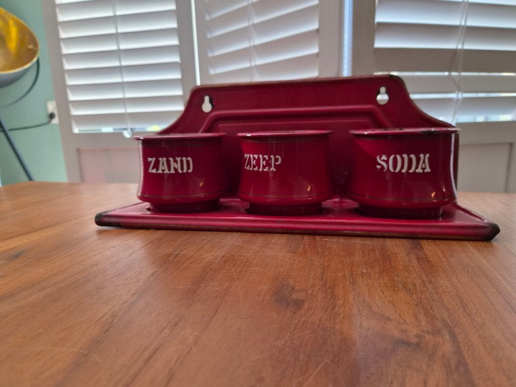 Vintage emaille Zand Zeep Soda wandhanger, keukendecoratie, Antiek en Kunst, Ophalen of Verzenden