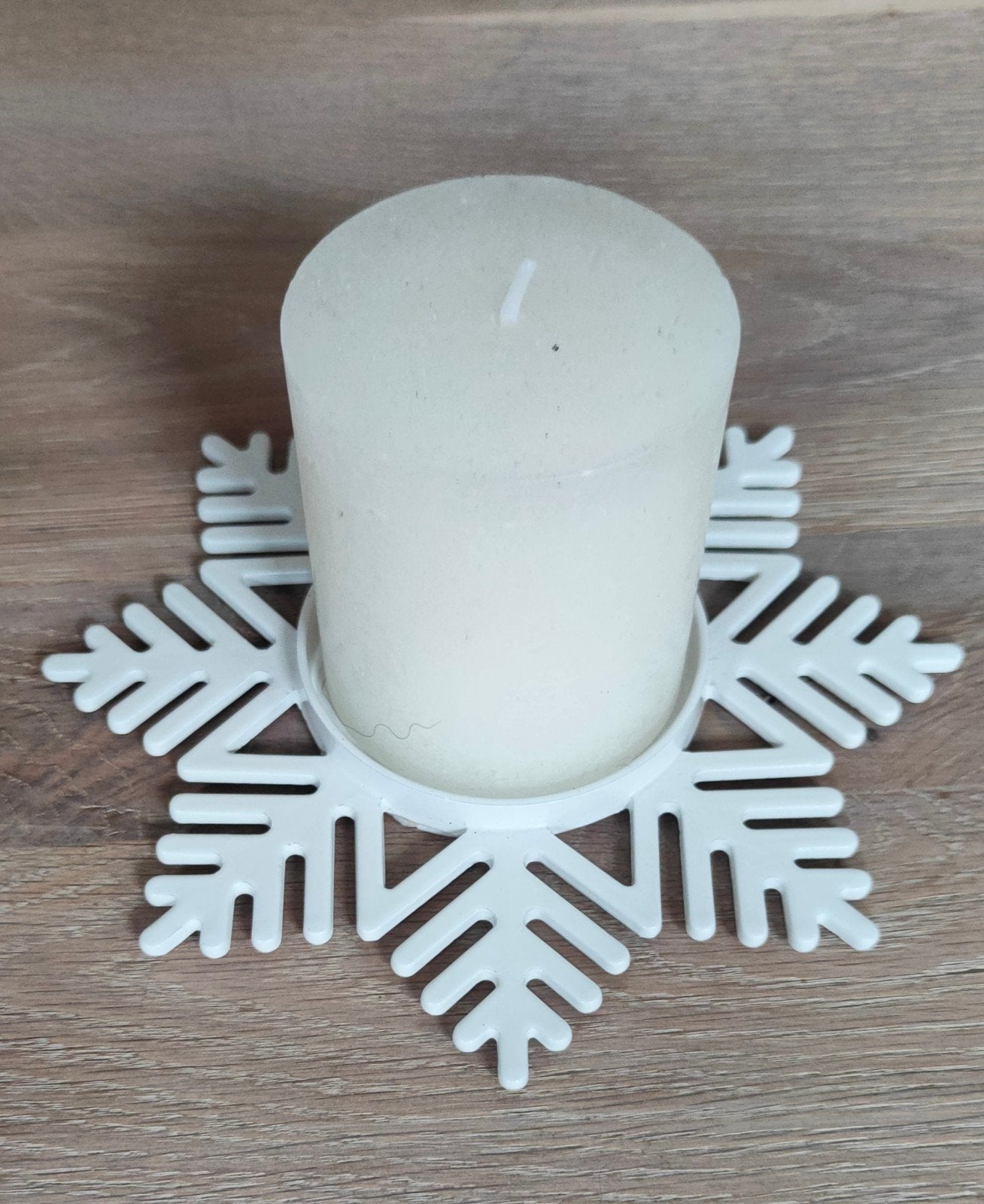 Metalen IKEA sneeuwvlok kaarsenstandaard wit, Huis en Inrichting, Wit, IKEA, Ophalen of Verzenden, Zo goed als nieuw