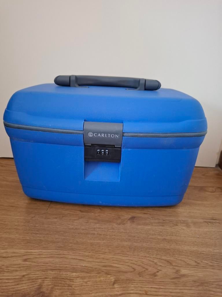 Carlton Beautycase - Blauw met slot, Sieraden, Tassen en Uiterlijk, Beautycases, Ophalen, Gebruikt, Blauw, Met slot