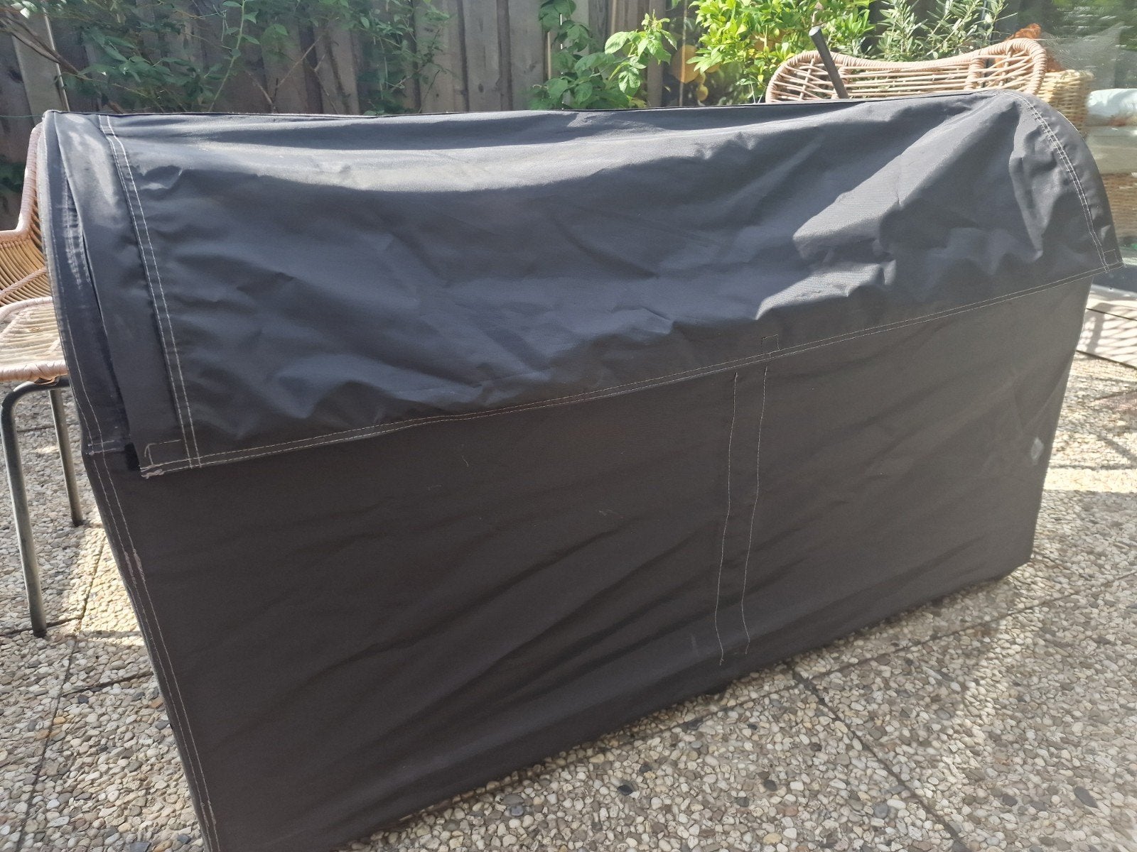 Zwarte opbergbox voor tuinkussens, Ophalen, Gebruikt