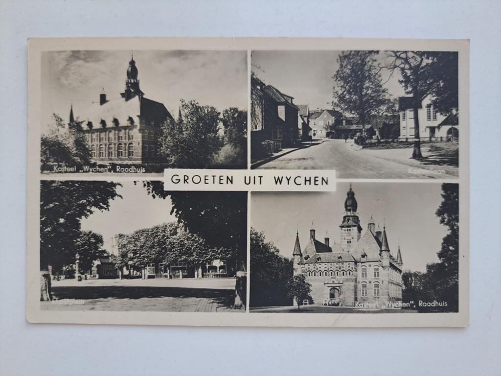 Wijchen, Groeten uit Wijchen, Kasteel Raadhuis, Verzamelen, Ansichtkaarten | Nederland, Ophalen of Verzenden, 1920 tot 1940, Gelopen