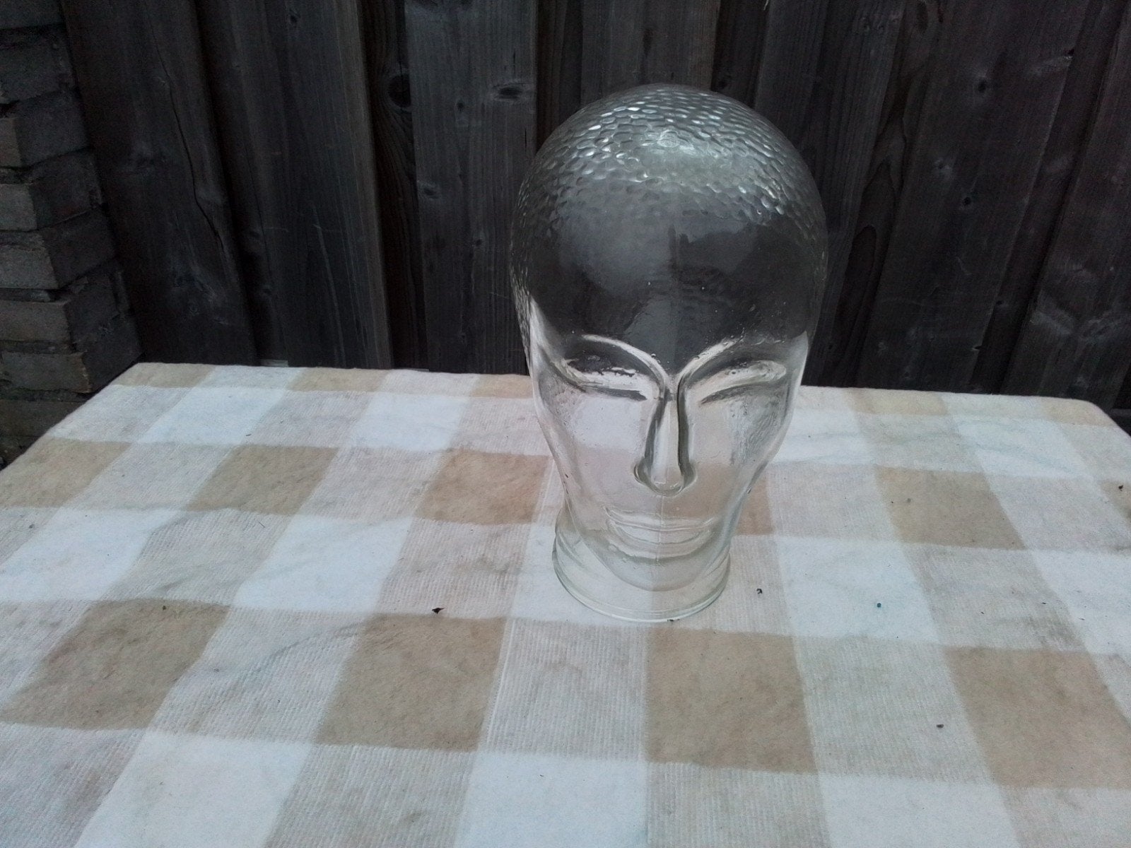 Glazen etalagehoofd vintage, Antiek en Kunst, Ophalen of Verzenden