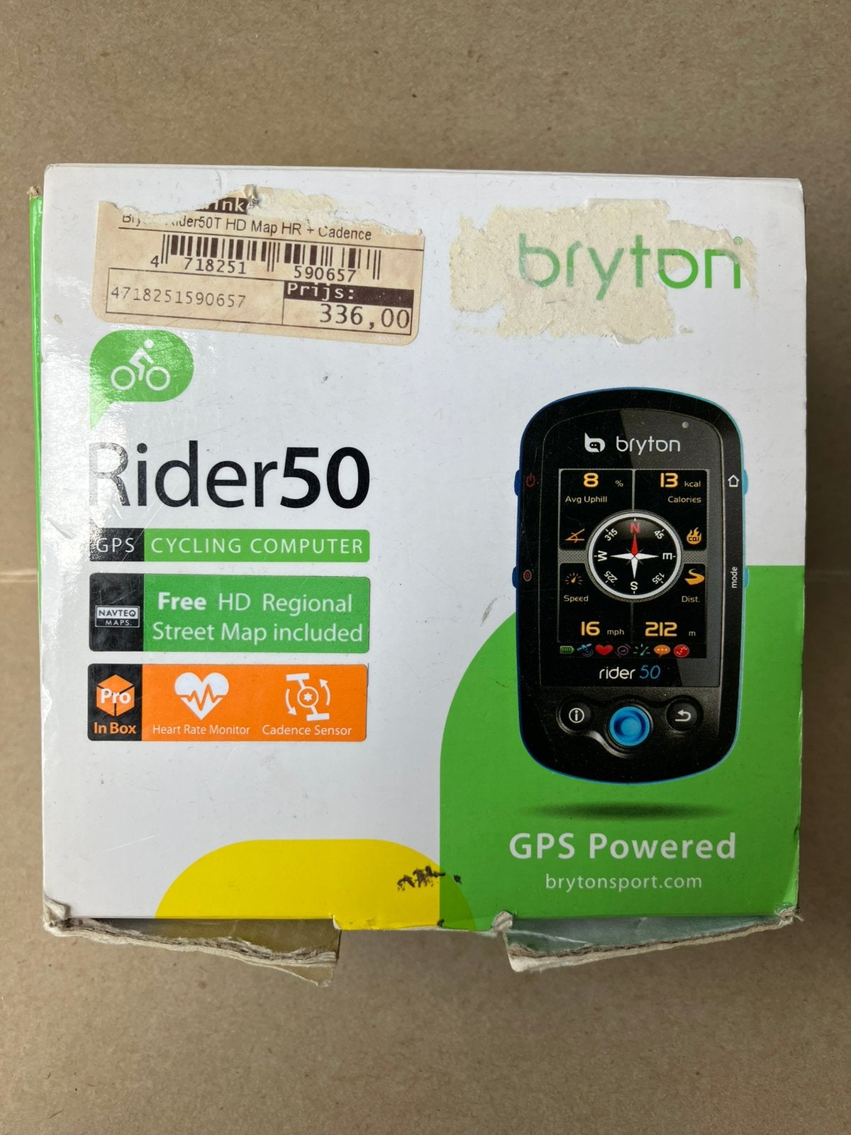 Bryton Rider 50 + snelheids-/ritmesensor, Ophalen of Verzenden, Draadloos, Zo goed als nieuw