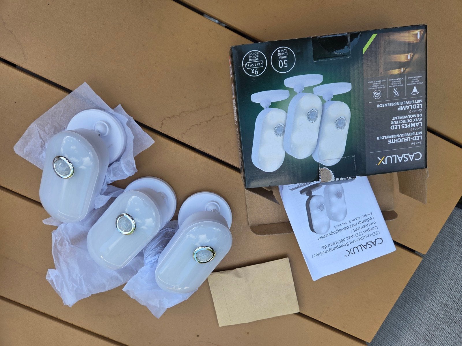 3 LED-lampen met bewegingssensor, draaibaar, nieuw, Ophalen of Verzenden