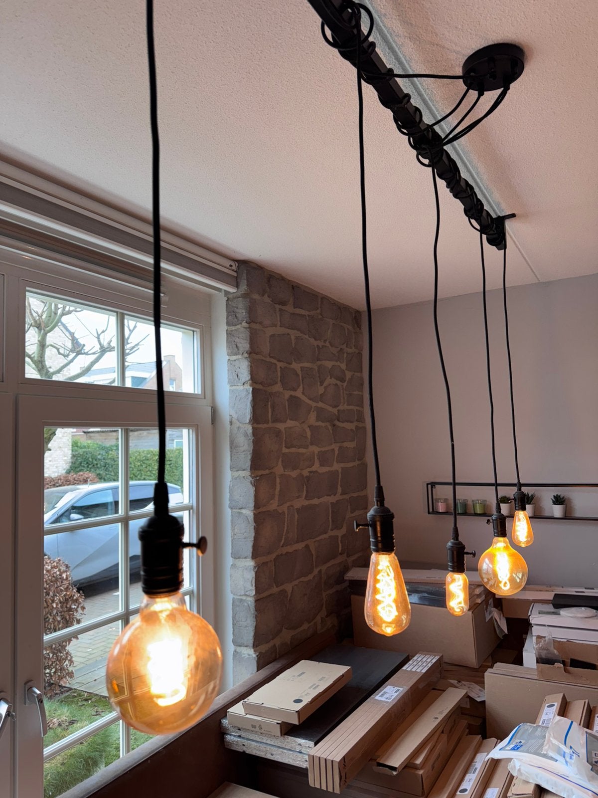 Industriële plafondlampen - Mat Zwart - Sfeervol, Huis en Inrichting, Ophalen, Dimbaar, Zwart, E27 (groot)