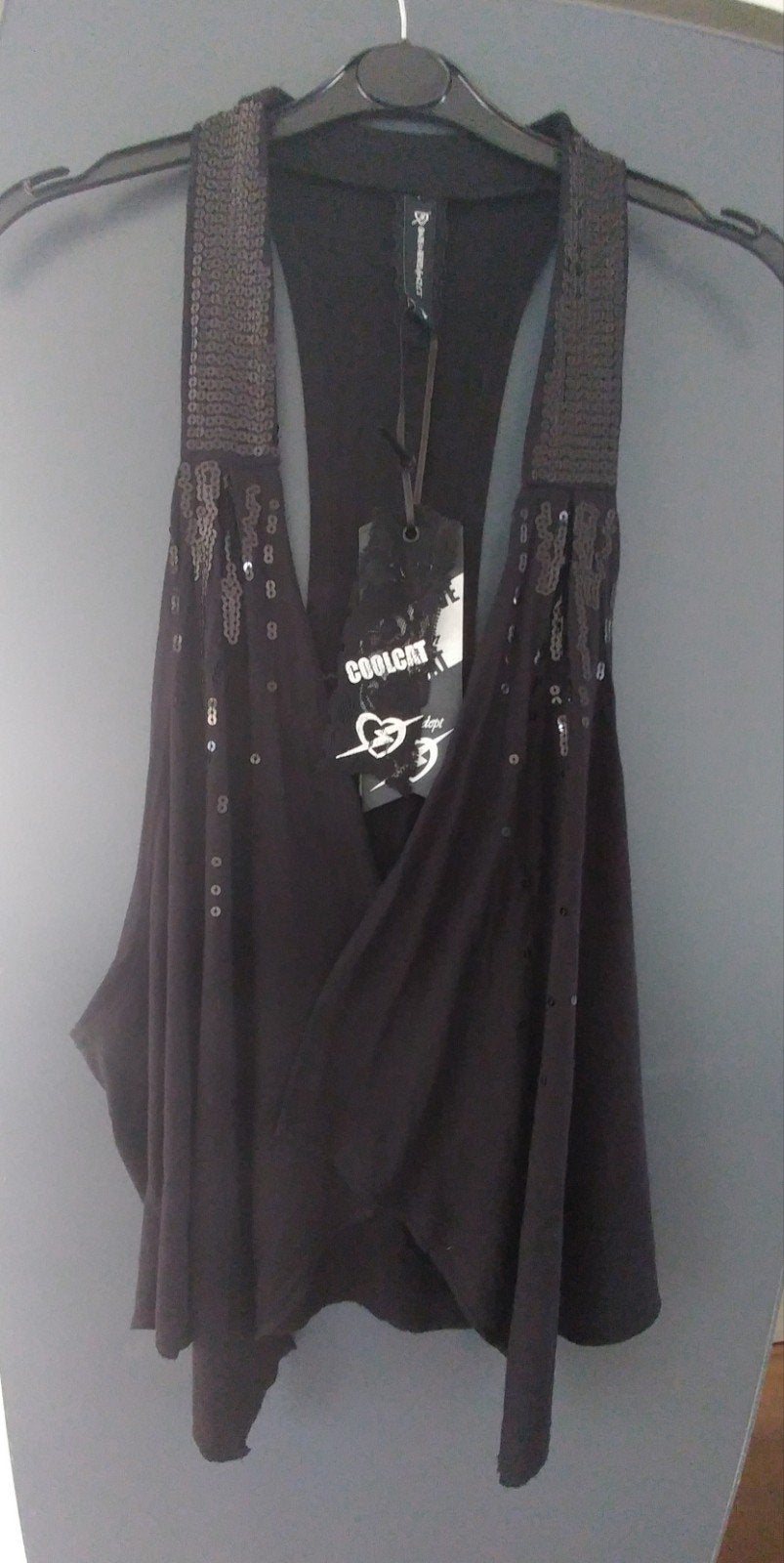 Coolcat gilet met pailletjes mt. S, Verzenden, Zwart, Nieuw, Coolcat