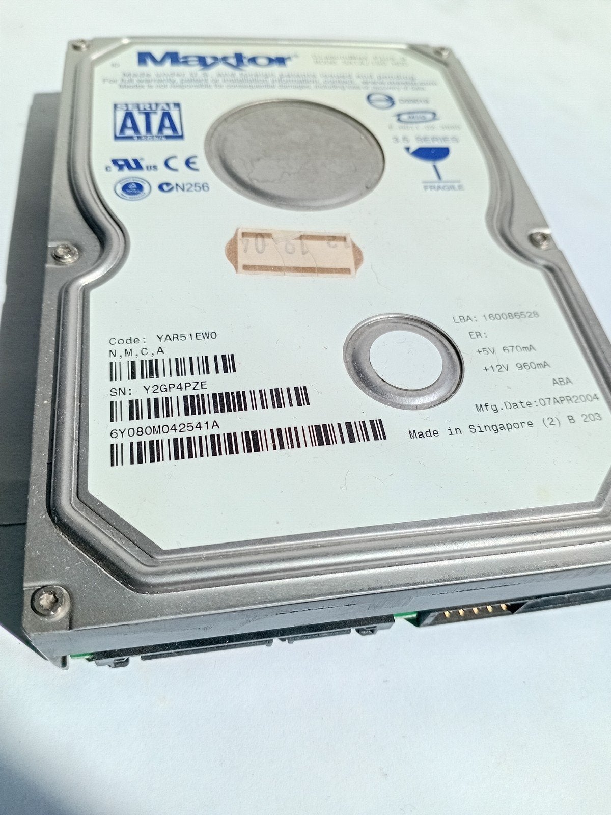 Maxtor DiamondMax Plus 9 80GB SATA HDD, Computers en Software, Harde schijven, Maxtor, Intern, Gebruikt, Ophalen of Verzenden