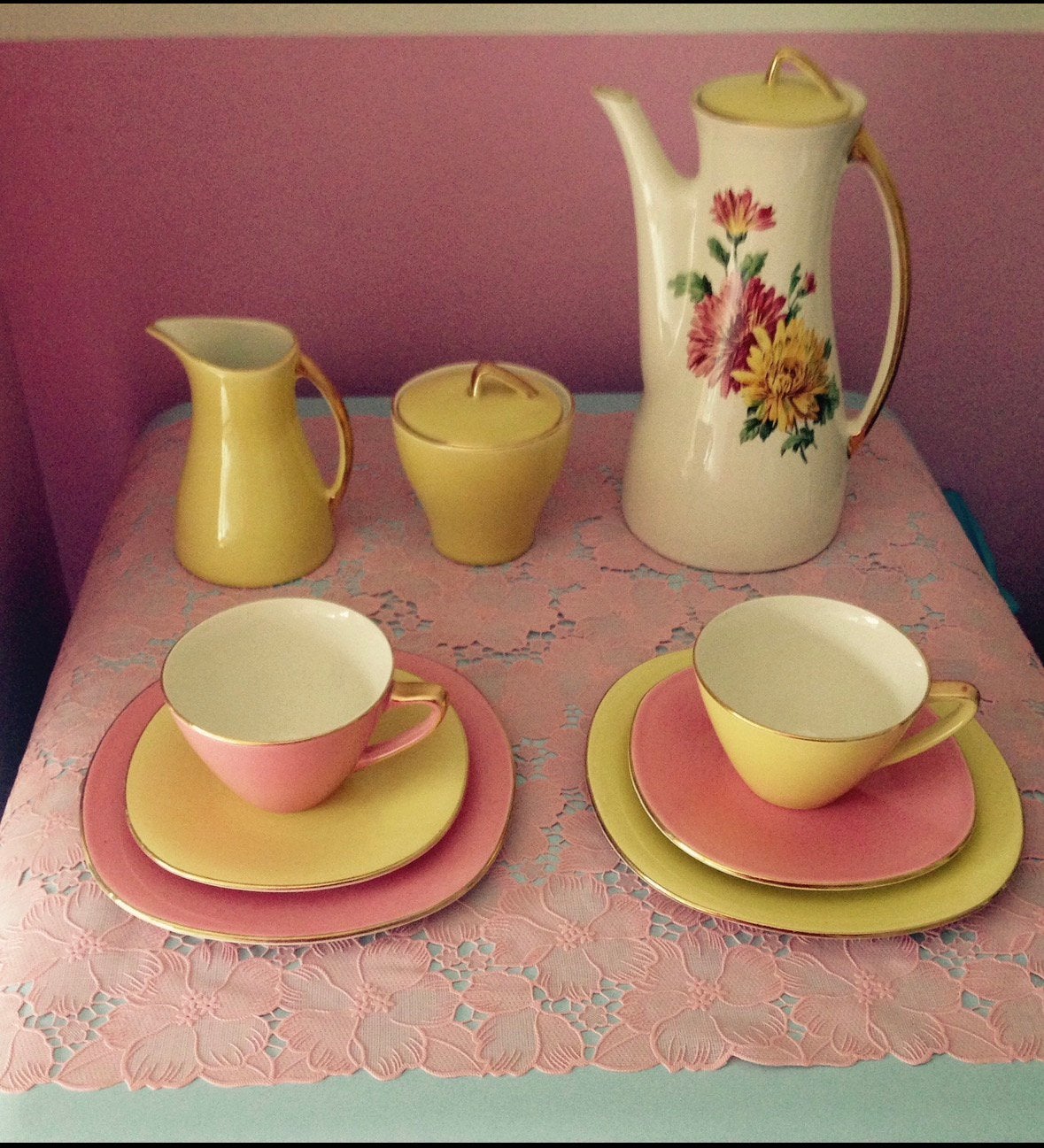 Lot Boch Midcentury koffie dejeuner servies, Ophalen of Verzenden
