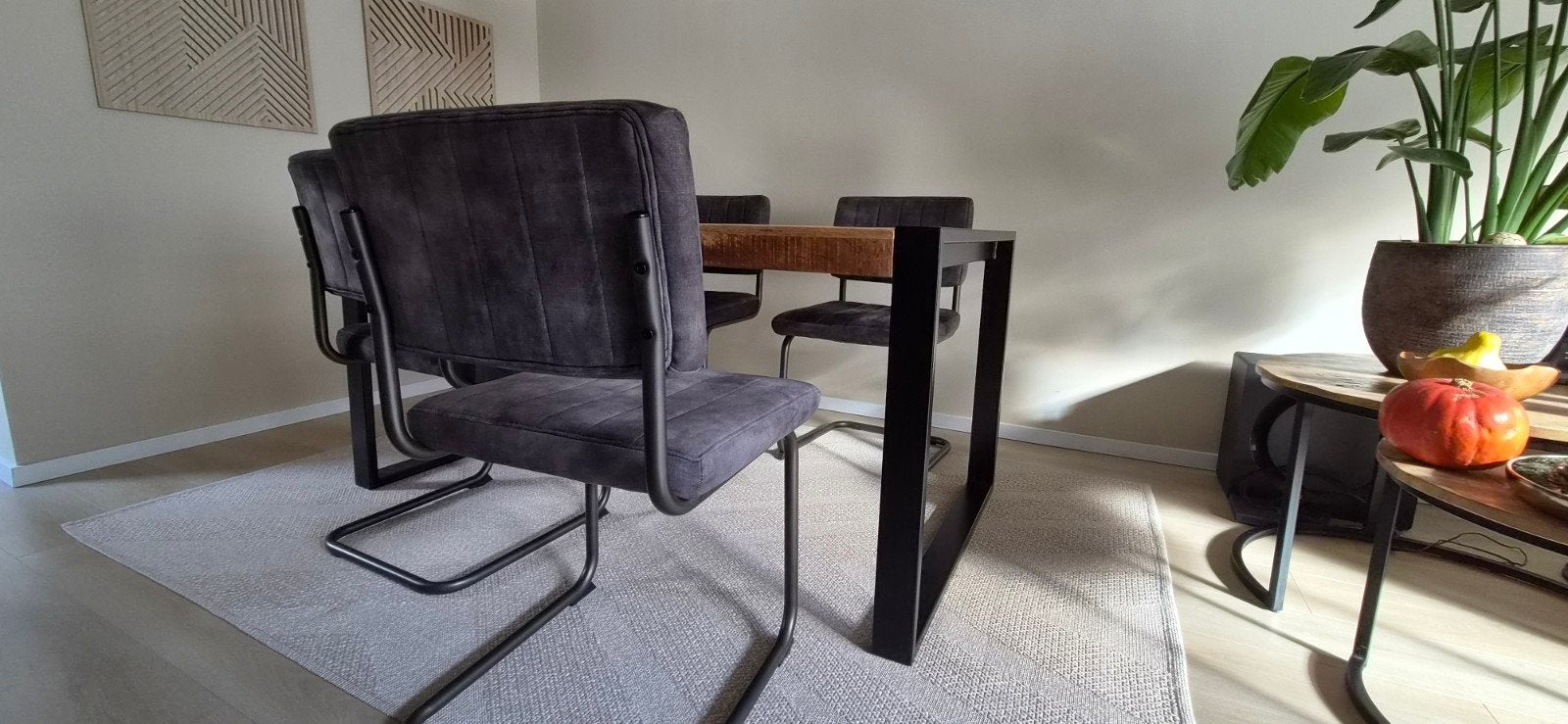 Fonq Eetkamerstoelen Fluweel/Velours Donkergroen (4 stuks), Ophalen, Gebruikt, Overige kleuren, Metaal