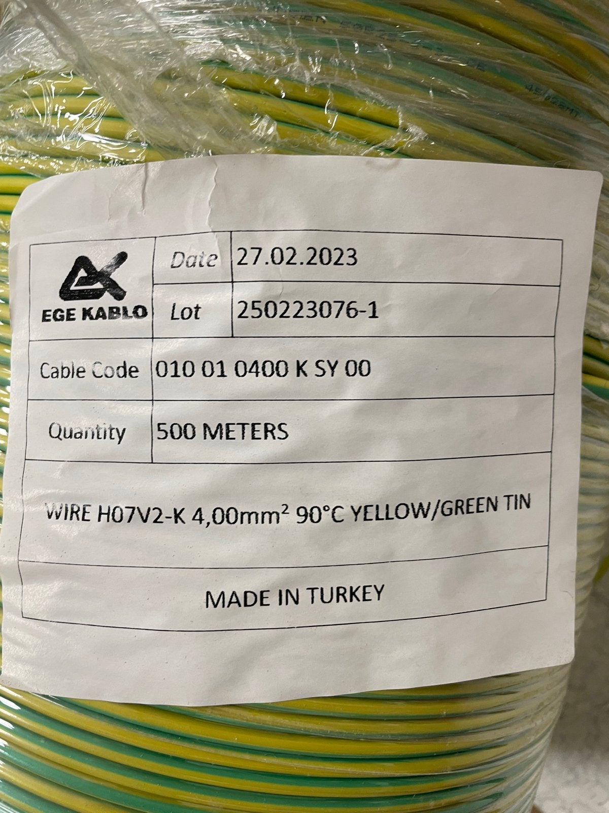 EGE KABLO H07V2-K 4,00mm² Geel/Groen Aarddraad, Doe-het-zelf en Verbouw, Ophalen of Verzenden, Zo goed als nieuw, Overige merken