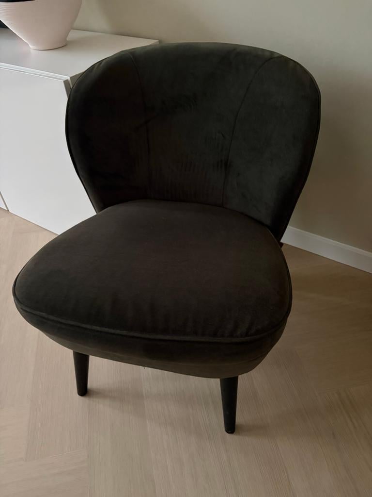 Woood Fauteuil Groen Fluweel - Comfortabel en Stijlvol, Huis en Inrichting, Fauteuils, Gebruikt, 75 tot 100 cm, Ophalen of Verzenden