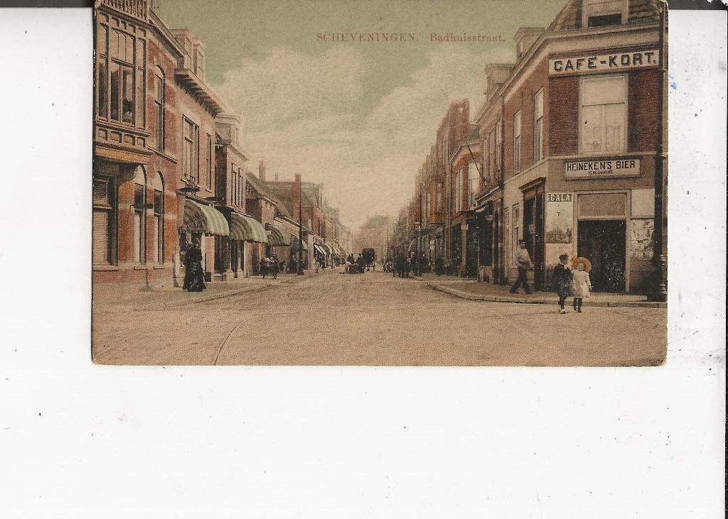 Scheveningen Badhuisstraat Cafe-Kort Recl Scala en Heineken, Ophalen of Verzenden, Voor 1920, Ongelopen, Zuid-Holland