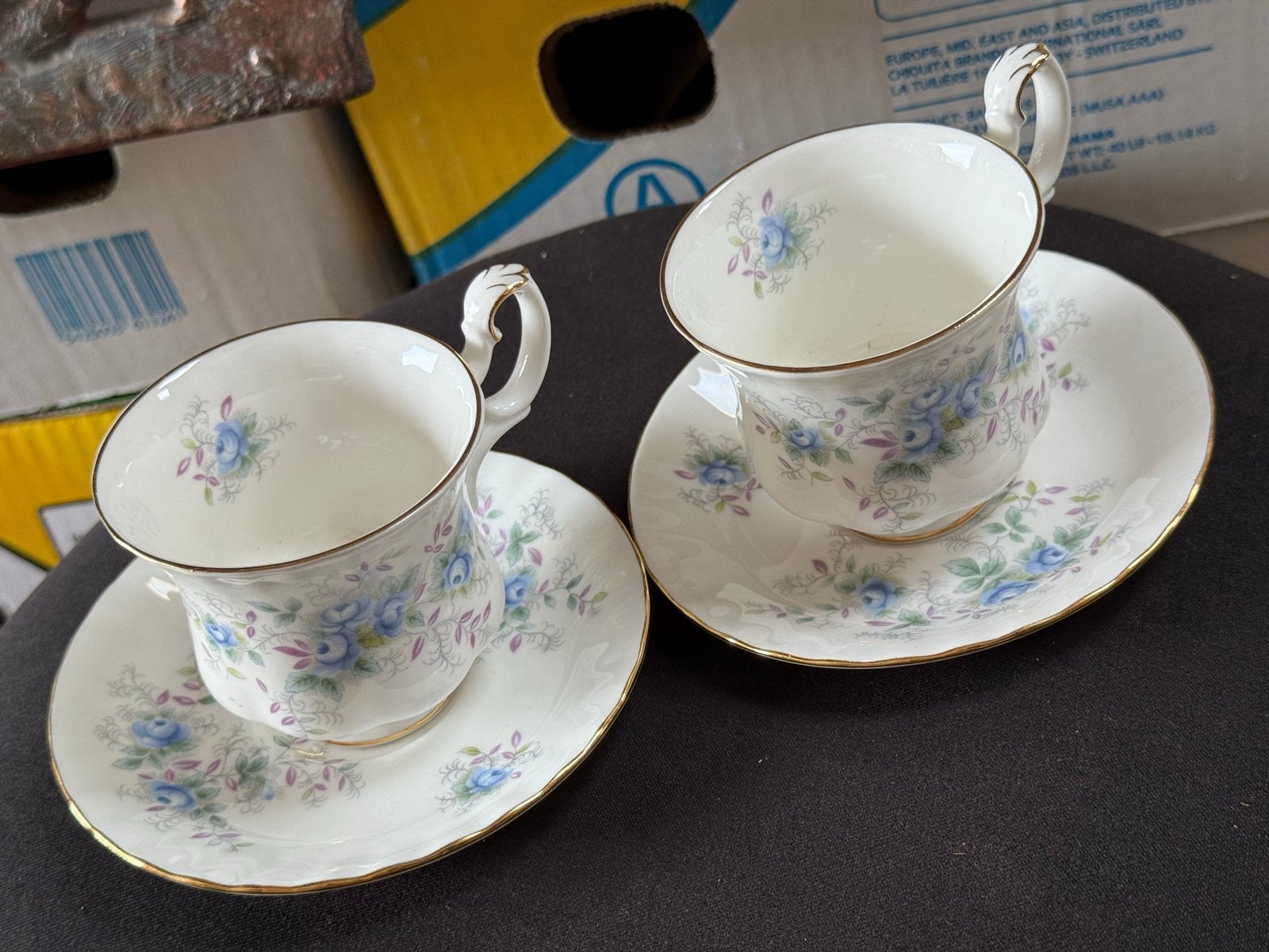 Royal Albert Bleu Blossom Kop en Schotel - Vintage Servies, Ophalen of Verzenden