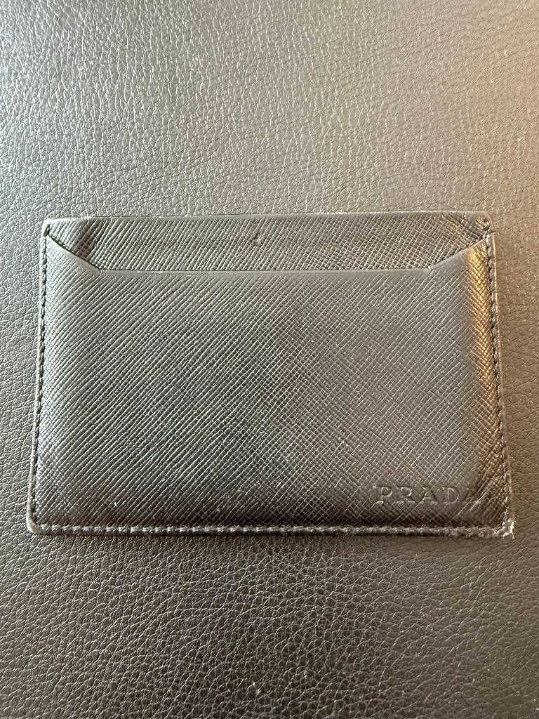 PRADA NERO Saffiano Leather Card Holder, Ophalen of Verzenden, Gebruikt, Zwart, Overige merken