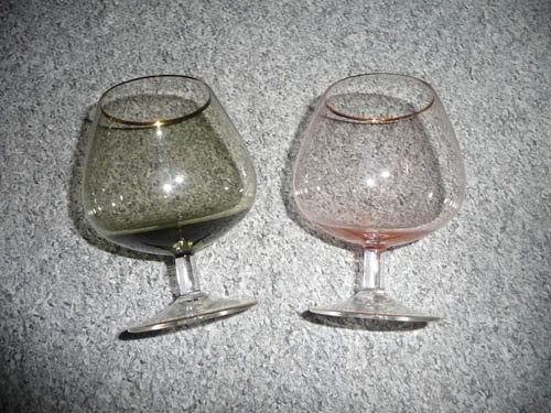 Vintage set van twee cognac glazen, Ophalen of Verzenden