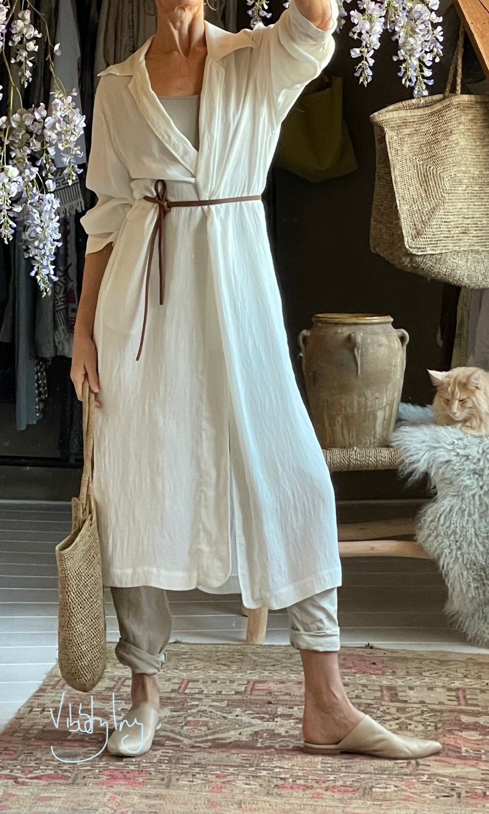 Raquel Allegra gave stoere  shirtdress blouse 38 vib, Ophalen of Verzenden, Zo goed als nieuw, Maat 38/40 (M), Wit