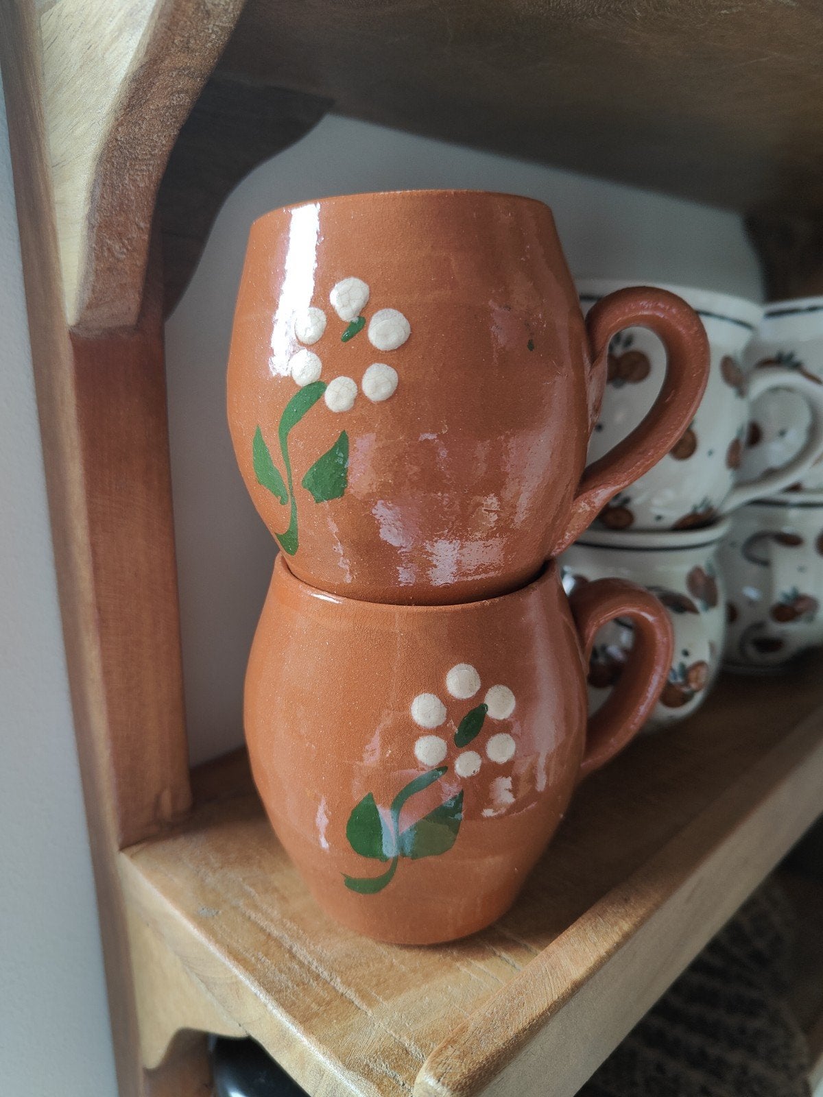 2 handgemaakte terracotta jurrito mokjes geschilderd, Ophalen of Verzenden