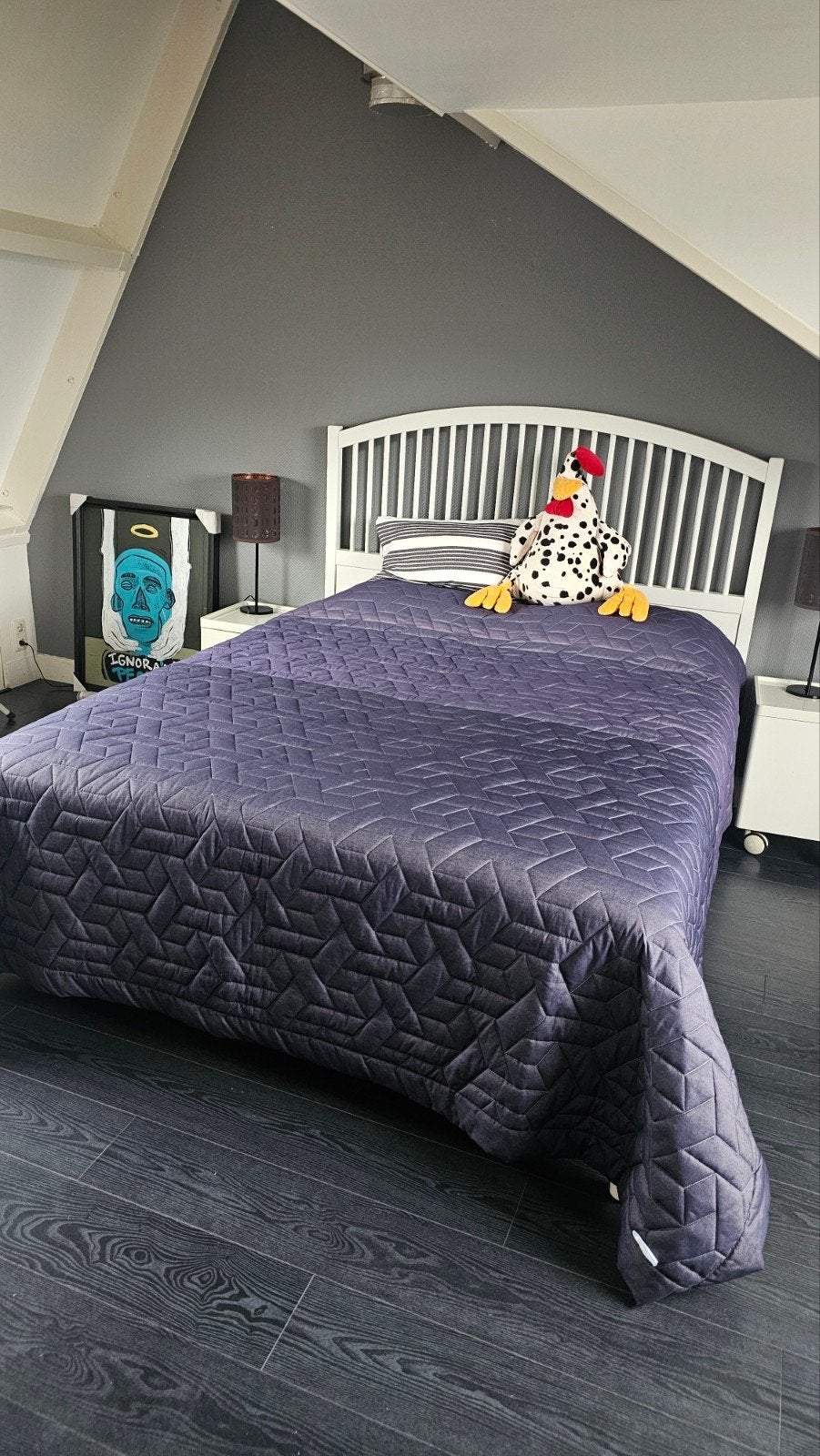 IKEA TYSSEDAL bedframe 160x200 met/zonder matras (z.g.a.n.), Ophalen, Wit, Tweepersoons, Zo goed als nieuw