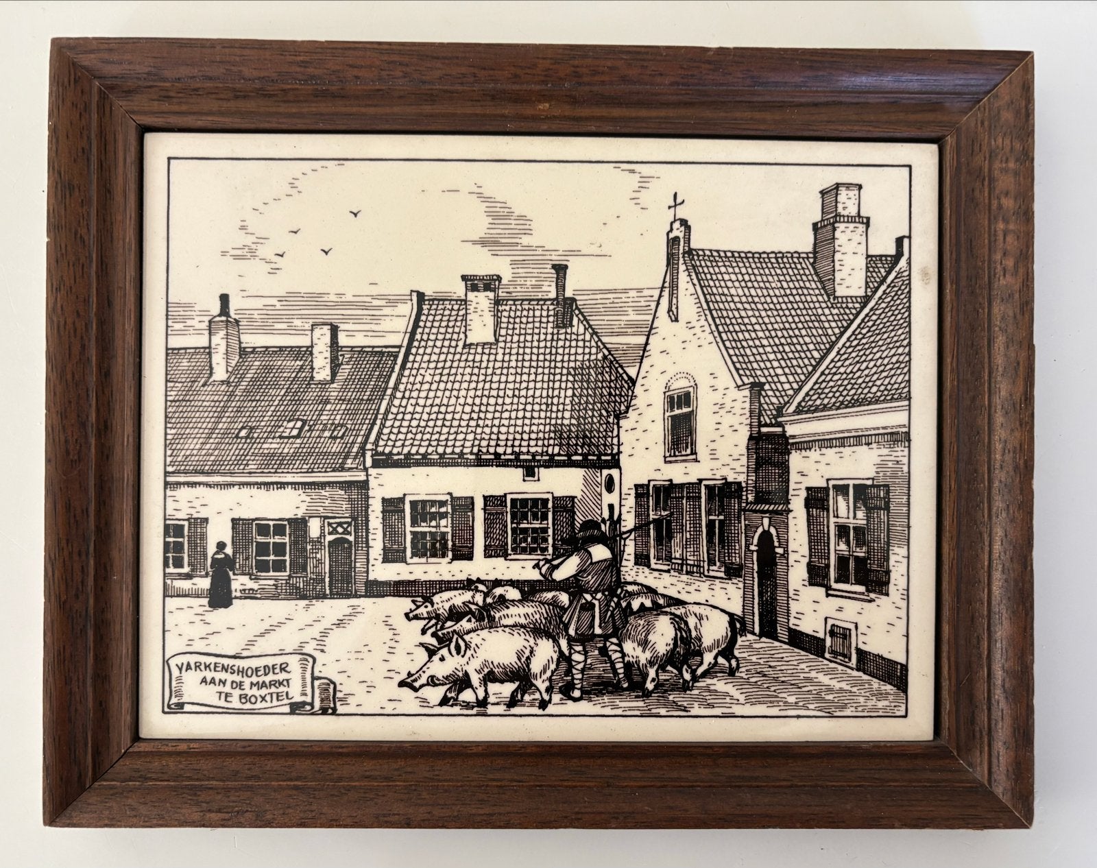 Tegeltableau Varkenshoeder aan de Markt te Boxtel, Antiek en Kunst, Ophalen of Verzenden