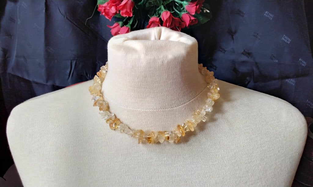 Stralende Prachtige Ketting Grote Citrien Natuurstenen, Sieraden, Tassen en Uiterlijk, Kettingen, Geel, Nieuw, Ophalen of Verzenden