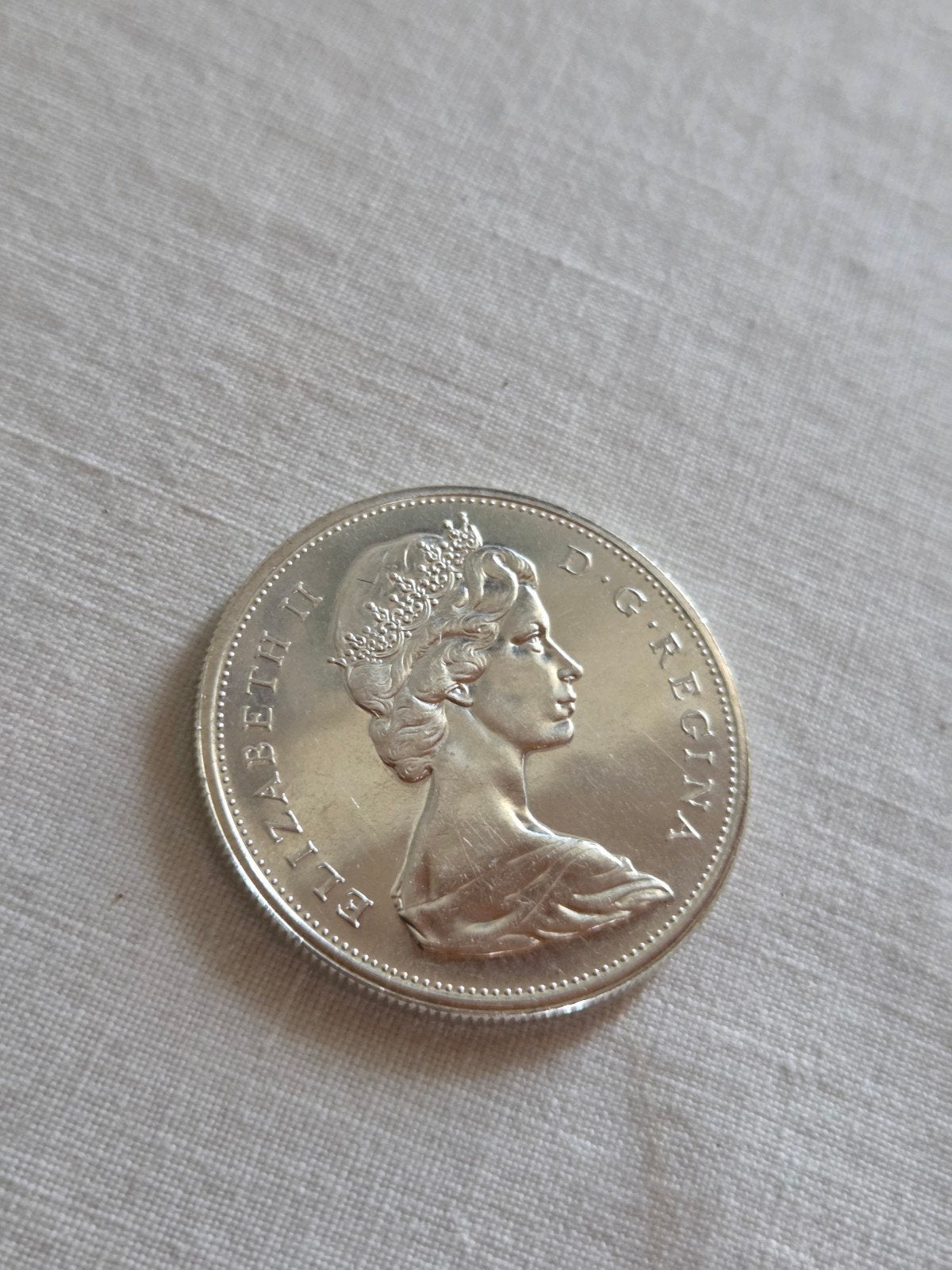 Canada One Dollar zilveren munt 1965 UNC, Ophalen of Verzenden