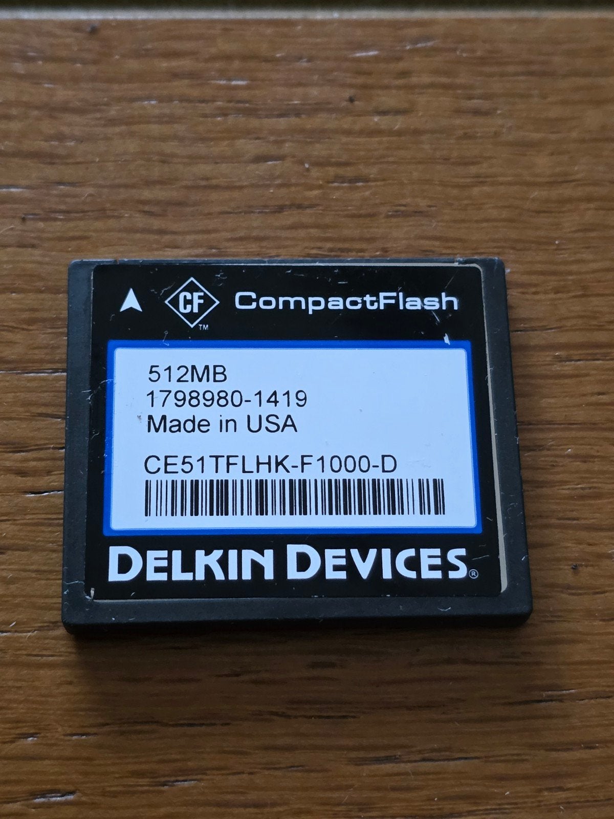 Delkin Devices CompactFlash (CF) 512MB Geheugenkaart, Gebruikt, Minder dan 2 GB, Ophalen of Verzenden, Fotocamera