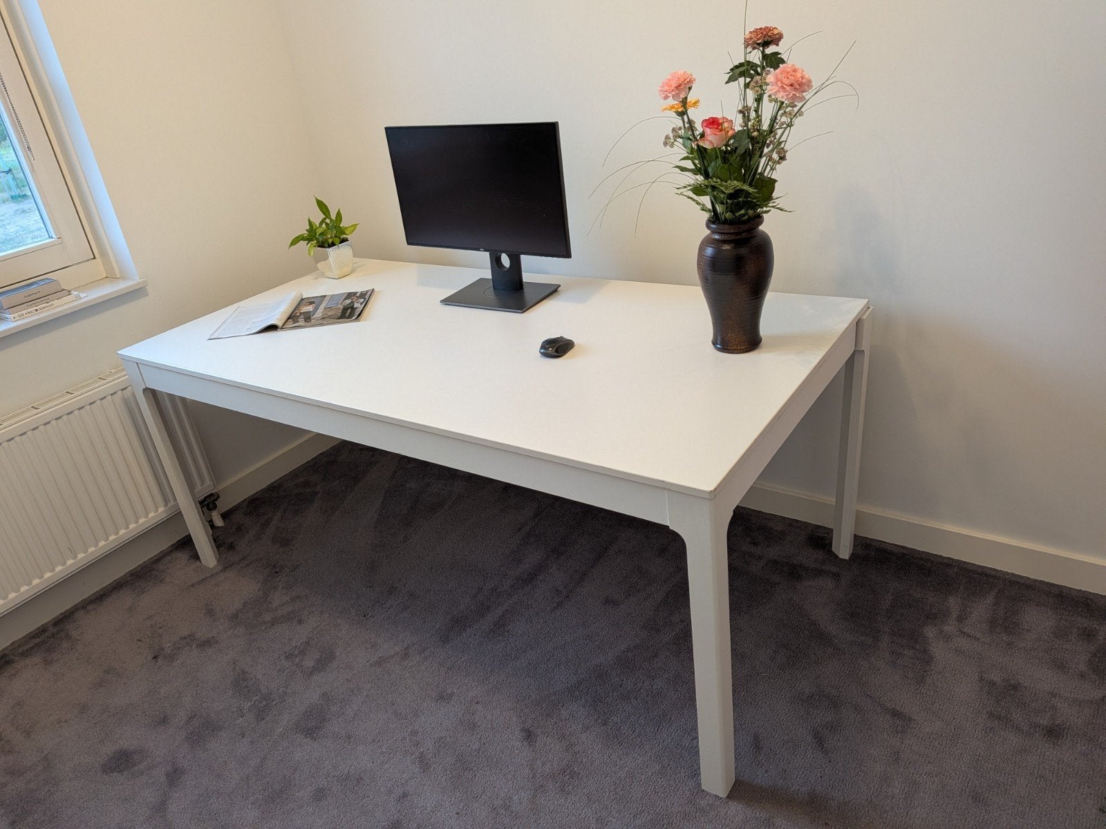 Witte eettafel / bureau wit - 180x90 cm, Ophalen, Gebruikt, 50 tot 100 cm, Vier personen