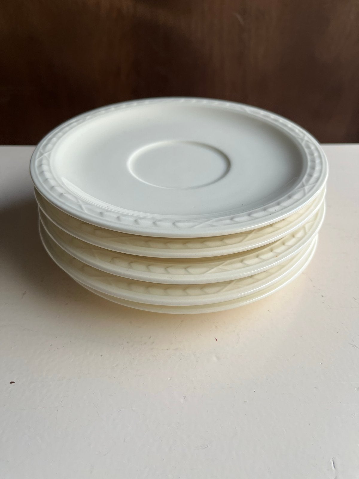Recamier Royal Creamware schotels (5 stuks), Huis en Inrichting, Overige merken, Ophalen of Verzenden, Zo goed als nieuw, Kop(pen) en/of Schotel(s)