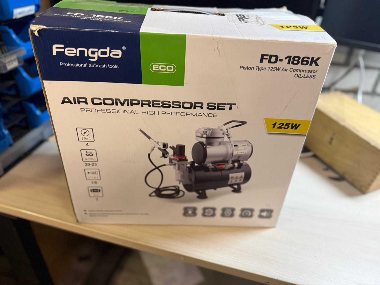 Fengda FD-186K Airbrush Compressor Set – 125W, Ophalen of Verzenden, Nieuw