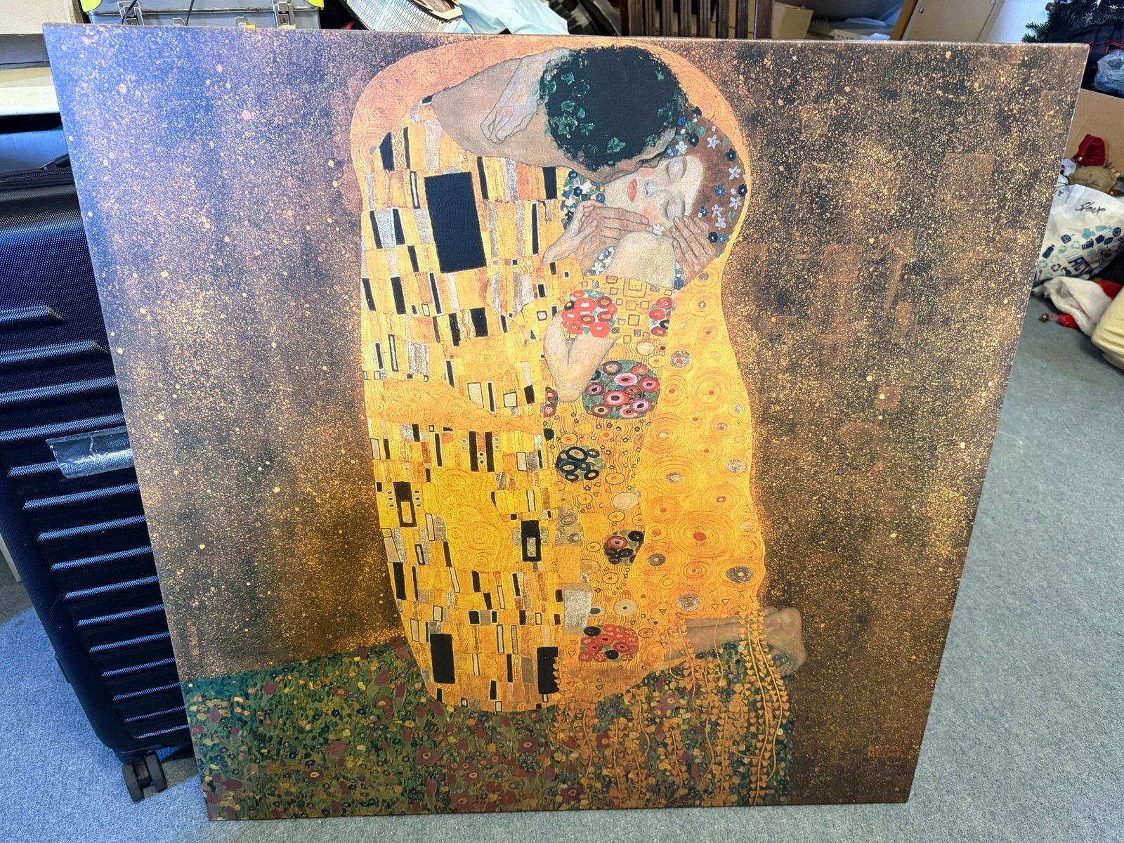 Ikea XXL Pjätteryd Schilderij 90x90 Gustav Klimt De Kus, Ophalen, Zo goed als nieuw, Schilderij, 75 tot 100 cm