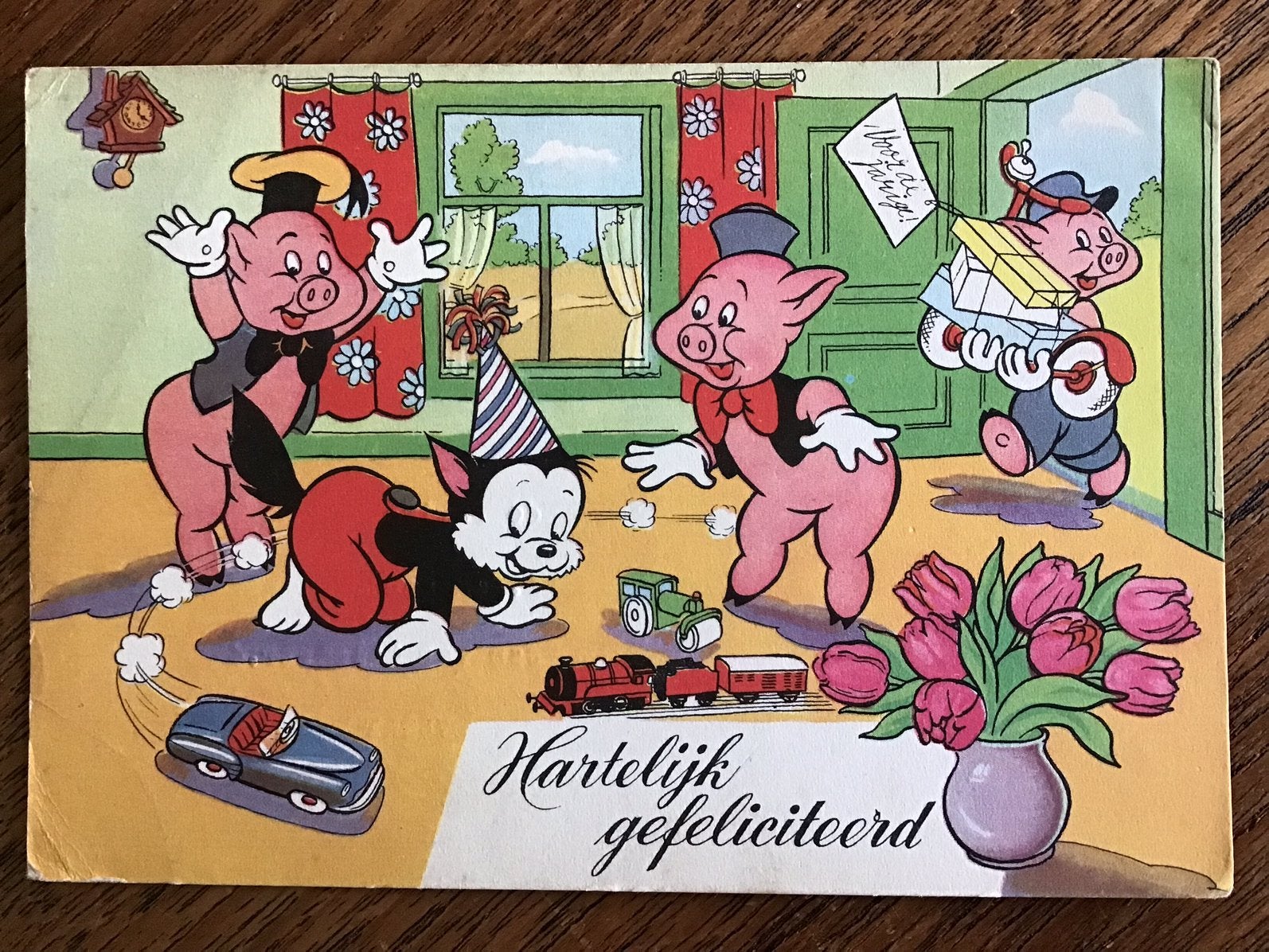 Felicitatiekaart Donald Duck 1954, Ophalen of Verzenden, 1940 tot 1960, Gelopen