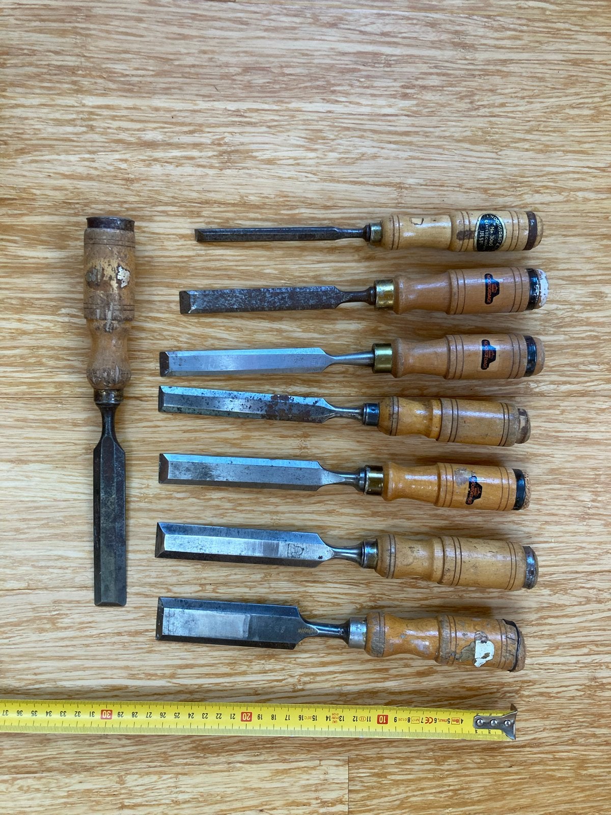 Set van 8 Nooitgedagt beitels - Diverse maten, Doe-het-zelf en Verbouw, Ophalen of Verzenden, Gebruikt, Beitel, Nooitgedacht