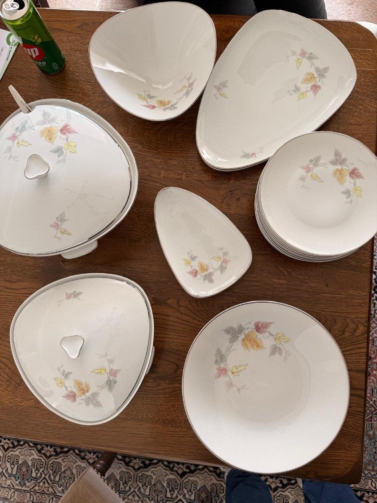Lorenz Hutschenreuther Selb servies 12 delig en delfts blauw, Overige merken, Vintage, Ophalen of Verzenden, Zo goed als nieuw