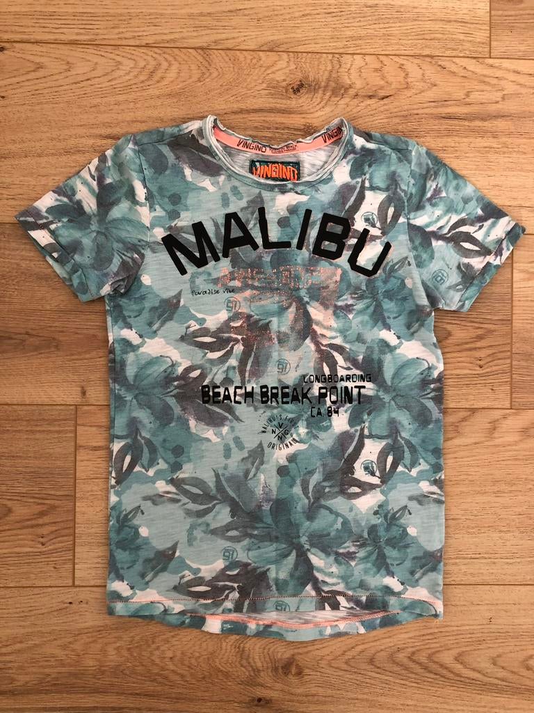 Stoer Vingino shirt korte mouw grijs groen wit maat 140, Ophalen of Verzenden, Zo goed als nieuw, Jongen, Shirt of Longsleeve