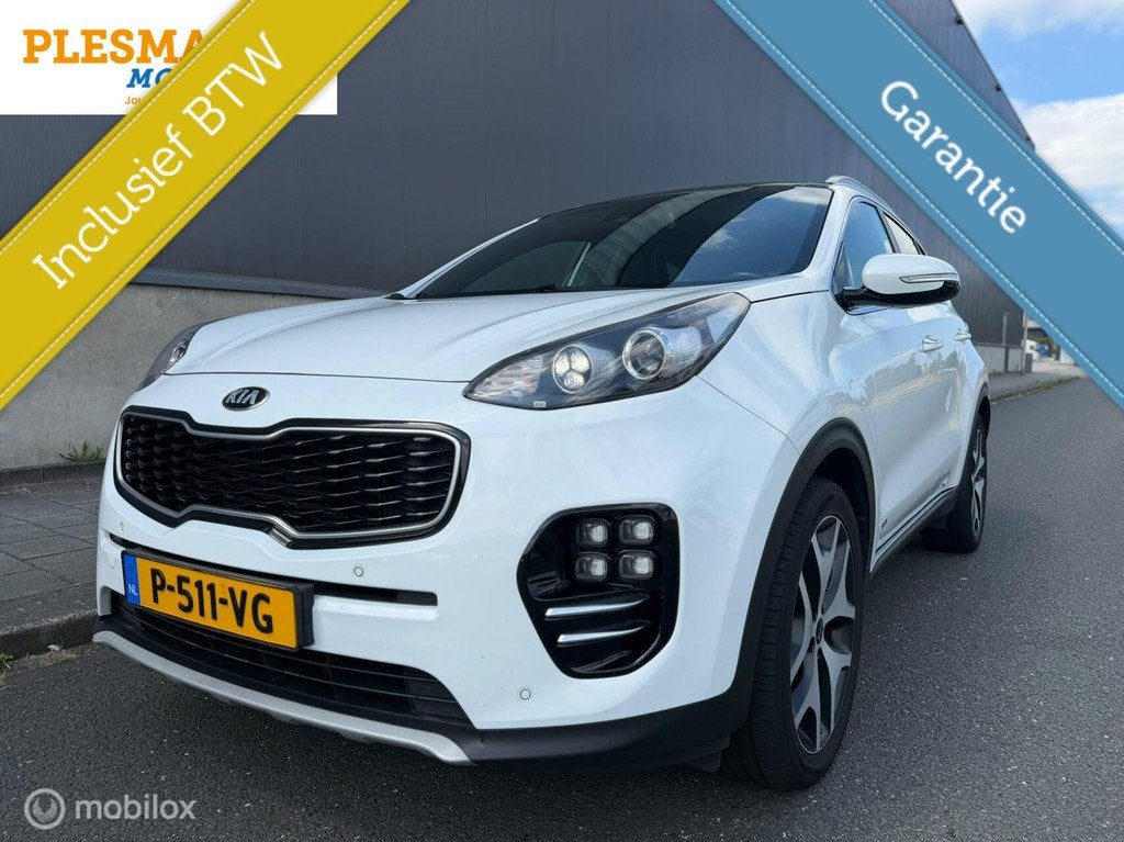 Kia Sportage 1.6 T-GDI 4WD GT-Line 177 PK, Schuifdak, Leder., Auto's, Kia, Gebruikt, 4 cilinders, Wit, Bedrijf