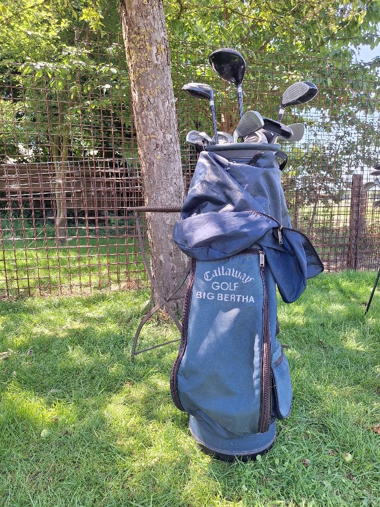 Golfkar met golftas en stokken, Ophalen, Gebruikt, Set, Overige merken