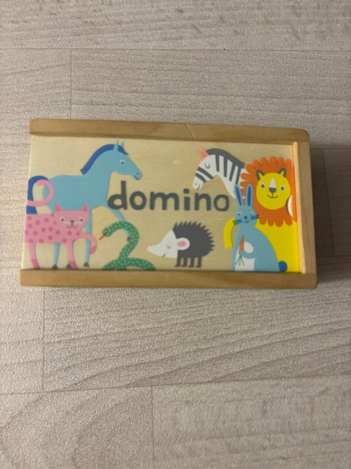 Houten Domino Spel met Dieren en Cijfers, Kinderen en Baby's, Ophalen of Verzenden, Gebruikt, Jongen of Meisje