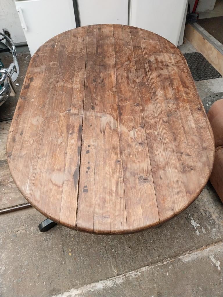 Robuuste ovale eettafel voor 4 à 6 personen, Huis en Inrichting, Tafels | Eettafels, Ophalen, Gebruikt, 100 tot 150 cm, Robuust, Landelijk