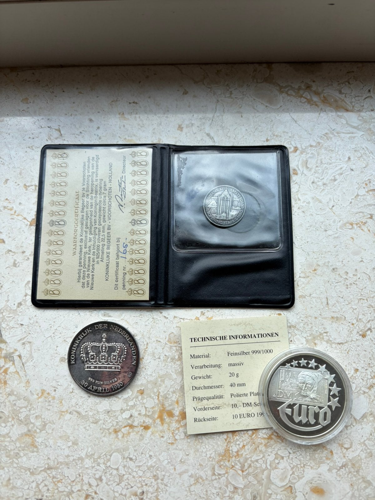 Lotje met 3 zilveren penningen, Postzegels en Munten, Penningen en Medailles, Ophalen of Verzenden, Zilver